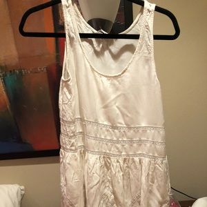 Ruffle and lace cream dress